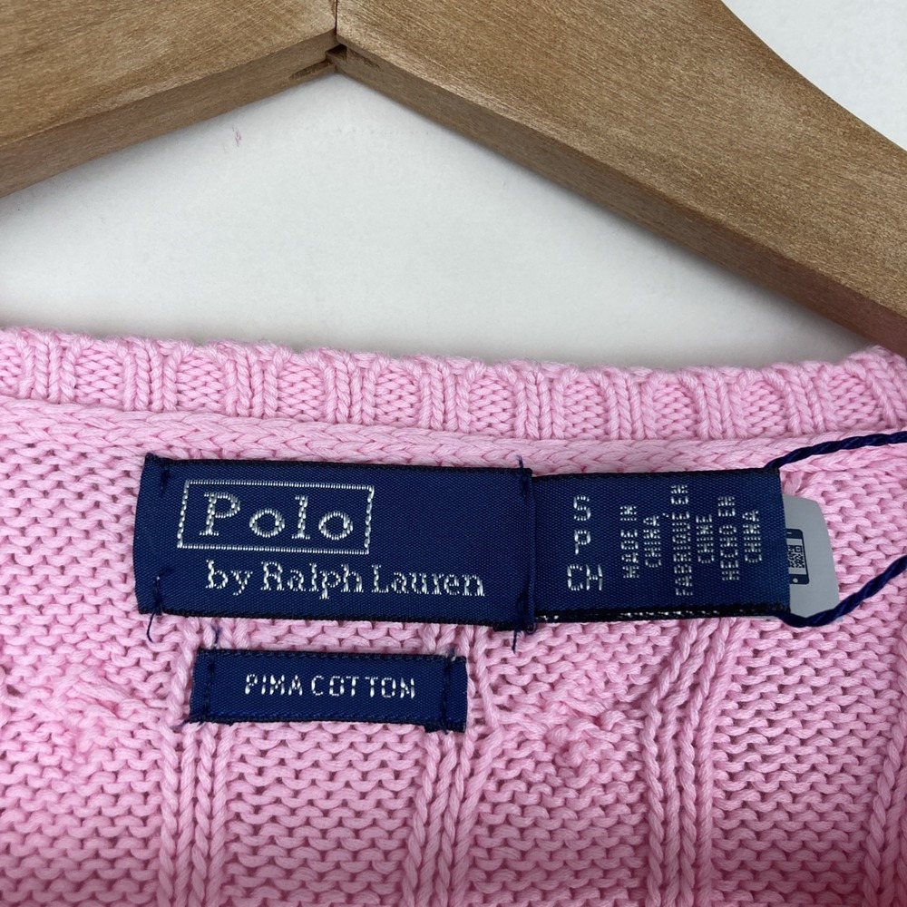 Polo Ralph Lauren V Neck Sweater Cotton Women's Small Pink NWT - Picture 8 of 9